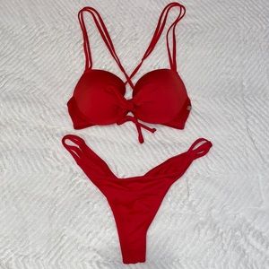 La Vie en Rose Red Thong Bikini Set